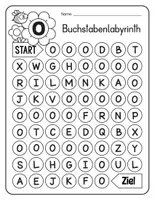 Vorschau - Arbeitsblätter - Buchstabenlabyrinth / Suchsel Buchstabe "O" inkl. Lösung - Seite 1
