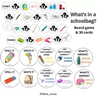Vista previa - Juegos / Gamificación - What's in a school bag? (Board game & 30 cards) - Portada