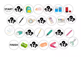 Vista previa - Juegos / Gamificación - What's in a school bag? (Board game & 30 cards) - página 1