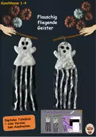 Vorschau - Mal- und Bastelvorlagen - Flauschig fliegende Geister Klasse 1-4 Halloween Schritt für Schritt Anleitung - Deckblatt