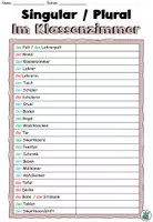 Vorschau - Arbeitsblätter - Singular / Plural "Im Klassenzimmer" DaZ / DaF / Deutsch - Seite 1