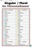 Vorschau - Arbeitsblätter - Singular / Plural "Im Klassenzimmer" DaZ / DaF / Deutsch - Seite 2