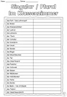 Vorschau - Arbeitsblätter - Singular / Plural "Im Klassenzimmer" DaZ / DaF / Deutsch - Seite 3
