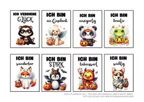 Vorschau - Anderer Materialtyp - Mutmachkarten Halloween-Tiere | Positive Affirmationen für Selbstliebe & Mut | Klasse 3–6 - Seite 2