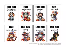 Vorschau - Anderer Materialtyp - Mutmachkarten Halloween-Tiere | Positive Affirmationen für Selbstliebe & Mut | Klasse 3–6 - Seite 3