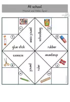 Vorschau - Mal- und Bastelvorlagen - School things At school Himmel und Hölle Spiel - Englisch - Seite 3