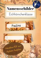 Vorschau - Mal- und Bastelvorlagen - Eichhörnchenklasse - Namensschilder - Deckblatt