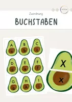 Vorschau - Mal- und Bastelvorlagen - Buchstaben/ ABC - Avocado Zuordnungsspiel #rabattraketenzusalevester25 - Deckblatt