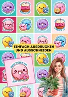 Vorschau - Mal- und Bastelvorlagen - English Quotes Kärtchen mit lustigen Sprüchen über Donuts - Seite 2