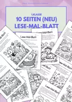 Vorschau - Arbeitsblätter - 10 weitere Lese-Mal-Blätter: Lesetexte & Ausmalbilder DAZ DAF / 1.Kl - Deckblatt