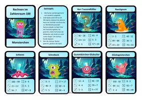 Vorschau - Spiele - Kopfrechnen Zahlenraum 100 - Kartenspiel Monsterchen - Seite 2