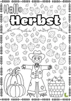 Vorschau - Mal- und Bastelvorlagen - Hallo Herbst Ausmalbild 🍂🍁 - Deckblatt