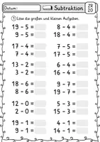 Vorschau - Arbeitsblätter - Subtraktion im Zahlenraum 20 | Subtrahieren | Mathe 1. Klasse - Seite 2