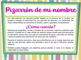 Vista previa - Unidades / Secuencias / Situaciones de Aprendizaje - Pizarrón de mi nombre. Preescolar. - página 1