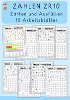 Vorschau - Arbeitsblätter - Zählen, anmalen und ausfüllen, ZR10, Schulsachen - Deckblatt