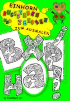 Vorschau - Mal- und Bastelvorlagen - Einhorn Buchstaben und Satzzeichen Zentangle-Ausmalbilder Set 1 - Deckblatt