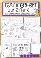 Vorschau - Anderer Materialtyp - Trainingsheft zur Ziffer 6 (9 differenzierte Übungsseiten A5) - Deckblatt
