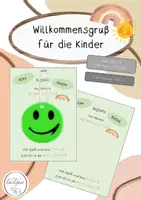 Vorschau - Mal- und Bastelvorlagen - Willkommensgruß neues Schuljahr: Smileyreflektor - Deckblatt