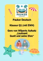 Vorschau - Prüfungsvorbereitung - Pauker Deutsch - Klausur Q1 (EWH) - Gero von Wilperts Aufsatz „Leutnant Gustl und seine Ehre“ - Deckblatt