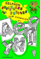 Vorschau - Mal- und Bastelvorlagen - Delphin Buchstaben und Satzzeichen Zentangle-Ausmalbilder Set 2 - Deckblatt