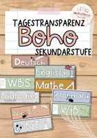 Vorschau - Poster - Boho: Tagestransparenz Sekundarstufe | Tagesplan & Fächerkarten für den Stundenplan - Deckblatt