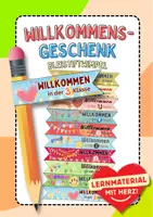 Vorschau - Arbeitsblätter - Bleistift Wimpel Klasse 3 Fähnchen für Stifte Willkommensgeschenk Stiftfähnchen Schulstart - Deckblatt