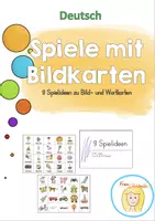 Vorschau - Spiele - 9 Spielideen mit Wortkarten (ab 2. Klasse + DAZ) - Deckblatt