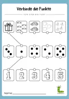 Vorschau - Arbeitsblätter - Mengen mit Zahlen verbinden bis fünf 🎲5️⃣ - Deckblatt