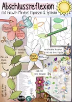 Vorschau - Mal- und Bastelvorlagen - Schuljahresende Reflexion Schuljahr + Growth Mindset / Blumen - Deckblatt