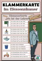 Vorschau - Aufgabenkarten - Klammerkarten Wo + Dativ "Wo ist der Lehrer?" - DaZ Sprachgefühl - Seite 1