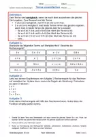 Vorschau - Arbeitsblätter - Arbeitsblatt: Terme vereinfachen (eine Variable) - Deckblatt