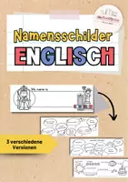 Vorschau - Arbeitsblätter - Namensschilder Englisch | Classroom Phrases & Steckbrief | Back to School - Deckblatt
