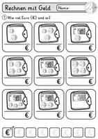 Vorschau - Arbeitsblätter - Rechnen mit Geld im Zahlenraum 20 | Euro und Währungen | Mathe 1. Klasse - Seite 3
