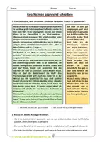 Vorschau - Arbeitsblätter - Geschichten spannend schreiben - Erzählung - Deckblatt