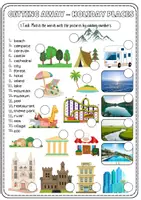 Vorschau - Arbeitsblätter - Vocabulary Holiday places: camping, hotel, lake, museum, zoo ... - Seite 1