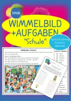 Vorschau - Arbeitsblätter - Wimmelbild Schule "Sprachförderung" | Erzählen & Beschreiben | Deutsch | DAZ | Sprachförderung | Wimmelbild Klassenzimmer - Deckblatt