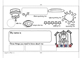 Vorschau - Arbeitsblätter - Namensschilder Englisch | Classroom Phrases & Steckbrief | Back to School - Seite 3