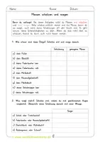 Vorschau - Arbeitsblätter - Masse / Gewicht schätzen und wiegen - Deckblatt