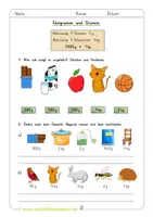 Vorschau - Arbeitsblätter - Kilogramm und Gramm - Gewichte Klasse 3 - Deckblatt