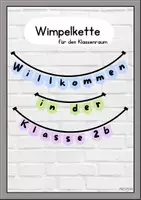 Vorschau - Mal- und Bastelvorlagen - Wimpelkette - Willkommen in der Klasse - Deckblatt