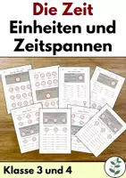 Vorschau - Arbeitsblätter - Zeiteinheiten und Zeitspannen - Klasse 3 und 4 - Deckblatt