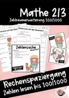 Vorschau - Spiele - Zahlen bis 100 oder 1000 (Rechenspaziergang, Zahlwörter lesen, Zahlraumerweiterung) - Deckblatt