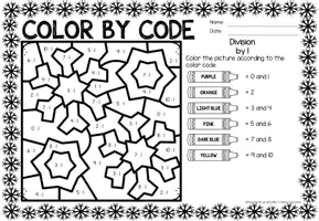 Vorschau - Arbeitsblätter - Color by code - Division (Winter) - Seite 1