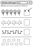 Vorschau - Arbeitsblätter - Zahldarstellungen | Zahlenraum 10 | Würfelbilder | Strichlisten | Fingerbilder | Mathe 1. Klasse - Seite 3