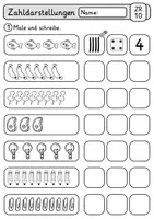 Vorschau - Arbeitsblätter - Zahldarstellungen | Zahlenraum 10 | Würfelbilder | Strichlisten | Fingerbilder | Mathe 1. Klasse - Seite 2