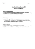 Vorschau - Klassenarbeiten - Klassenarbeit "Weimarer Republik" Jg. 9+10 - Seite 1
