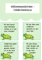 Vorschau - Bildkarten - Willkommenskärtchen - Schildkröte - Willkommenskarten - Deckblatt