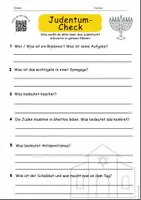 Vorschau - Arbeitsblätter - Judentum-Check (passende Fragen zur Checker-Folge) Einführung Judentum (mit Lösungen!) - Seite 1