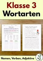 Vorschau - Arbeitsblätter - Wortarten üben Klasse 3 - Nomen, Verben, Adjektive - Deckblatt