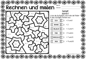 Vorschau - Arbeitsblätter - Rechen-Mal-Blätter - Division (Winter) - Seite 1